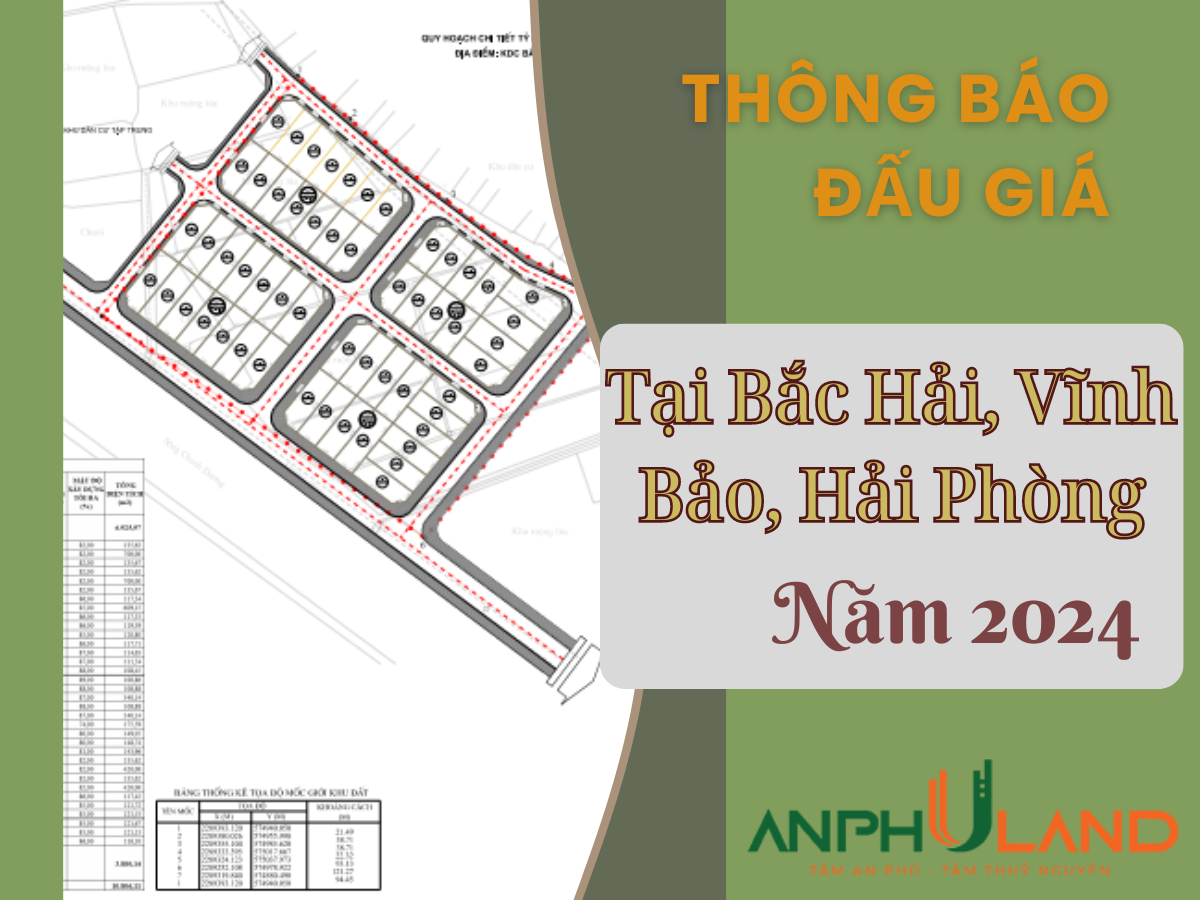 Thông báo đấu giá 54 lô đất tại khu dân cư Bắc Hải, thị trấn Vĩnh Bảo, huyện Vĩnh Bảo, Hải Phòng tháng 9 năm 2024